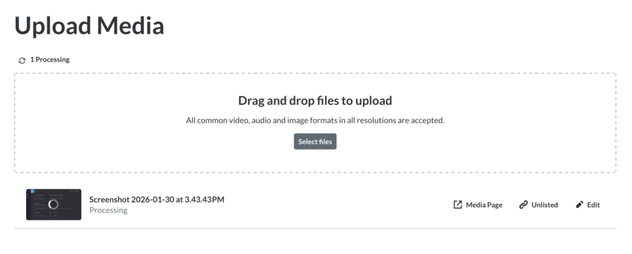 showing the files uploading
